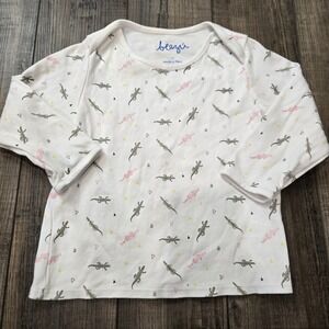 Beezu Toddler Kids White Crocodile Print Long Sleeve Cotton Tee Shirt 4T NWOT